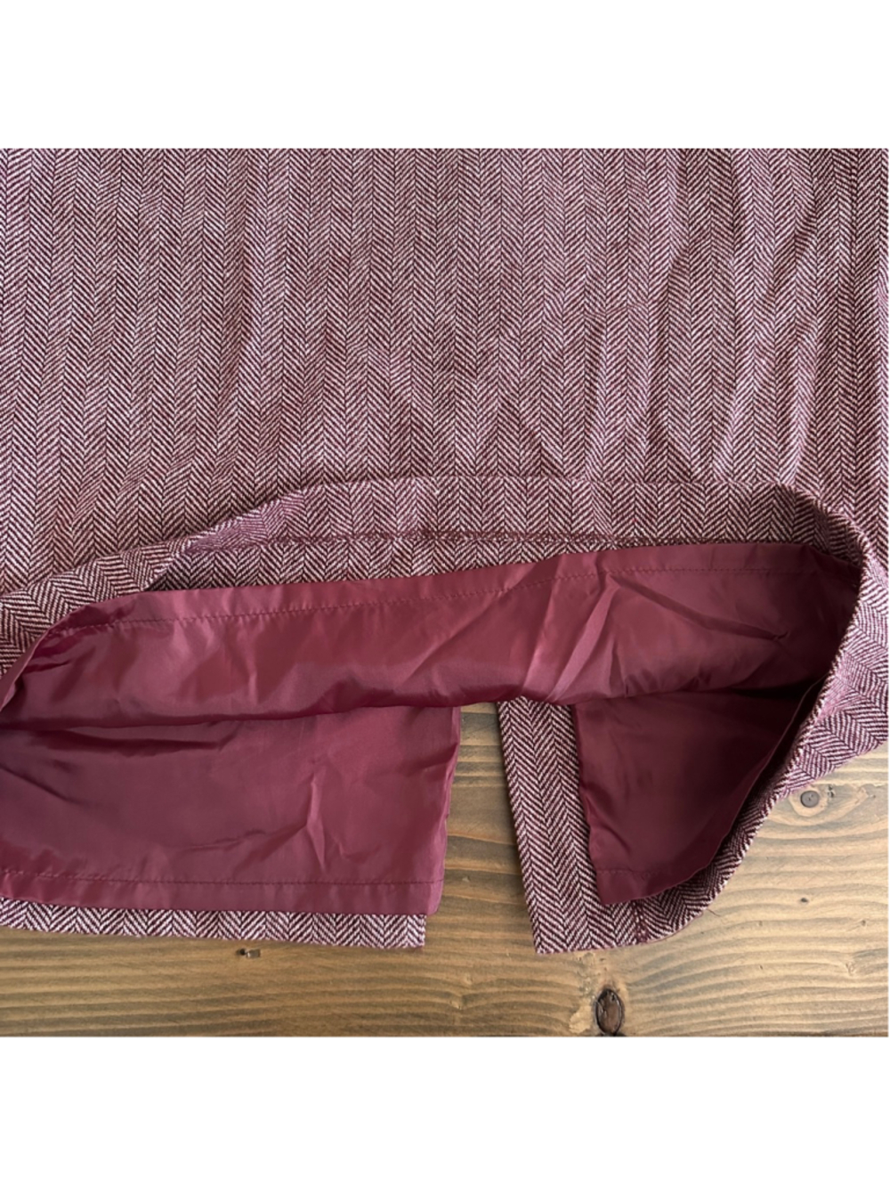 JG Hook Wool Pencil Skirt Womens 6 Burgundy Herringbone Career Skirt - Picture 4 of 9